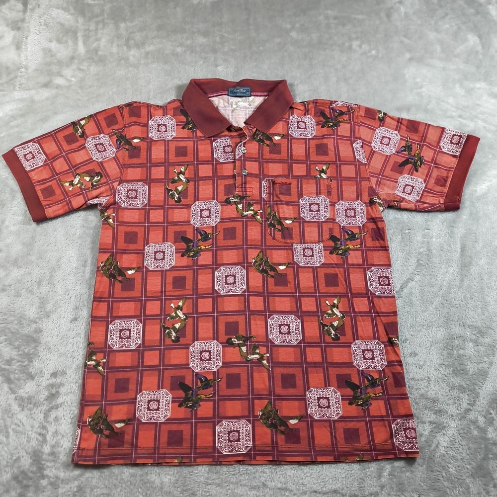 Vintage Powerbilt Polo Shirt Mens Small Red Bird Duck Hunt Golf Casual 90s USA